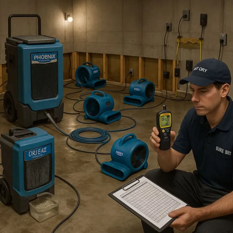 Structural Drying and Dehumidification process in East Petersburg, PA